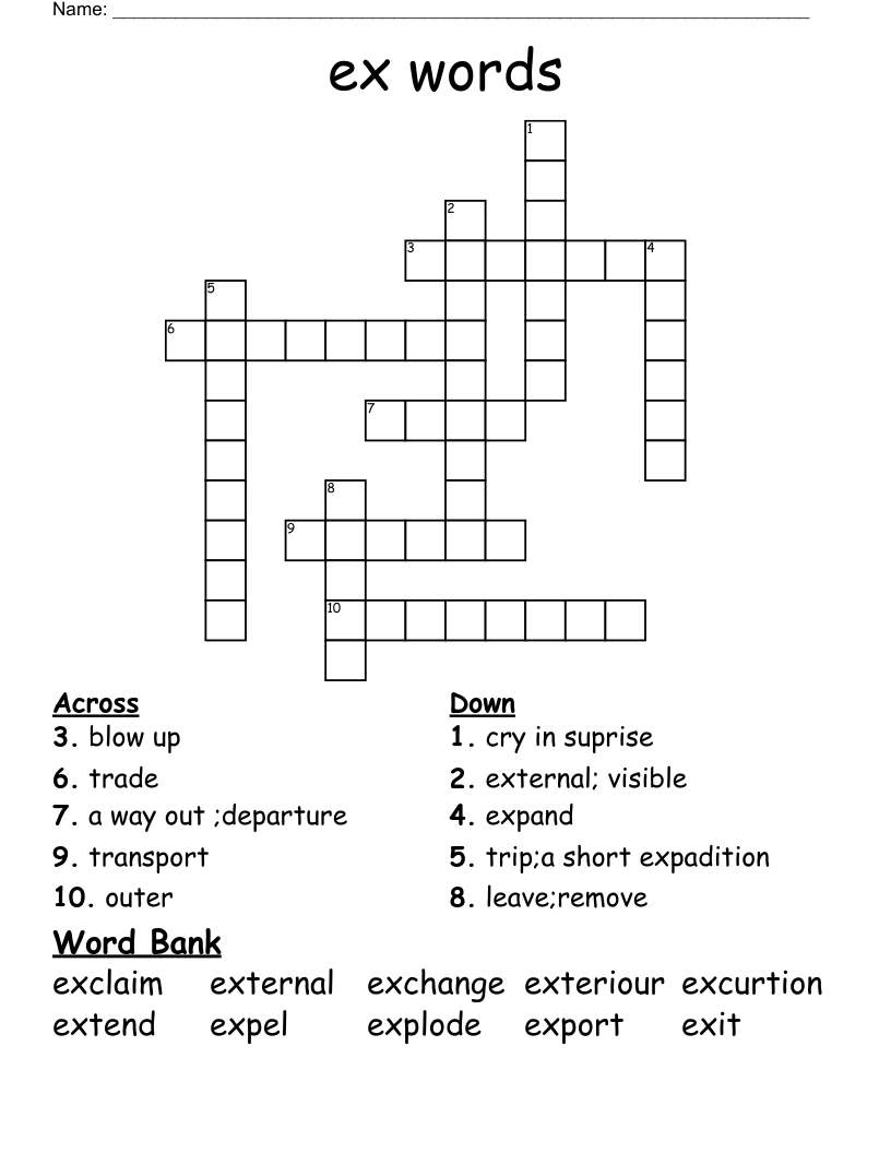 ex words Crossword