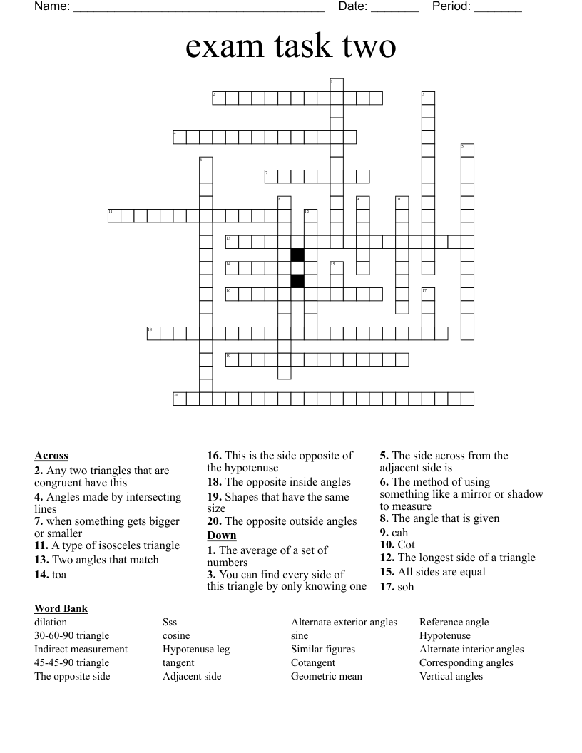 exam task two Crossword