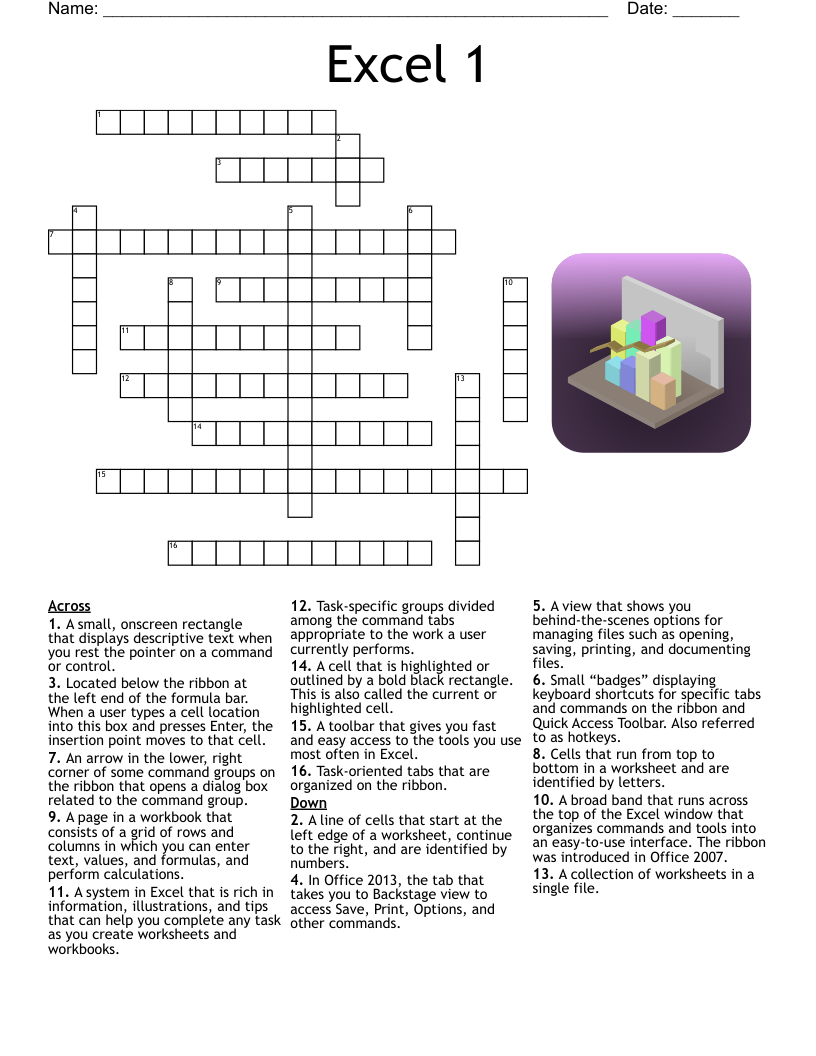 Excel 1 Crossword