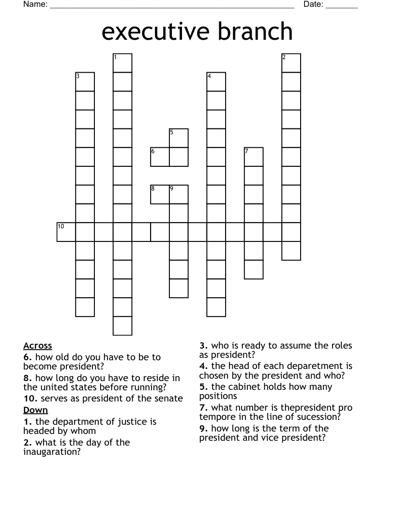 executive branch Crossword