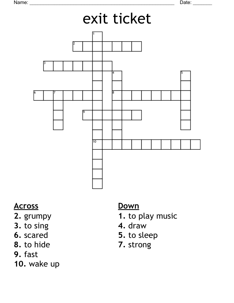exit ticket Crossword