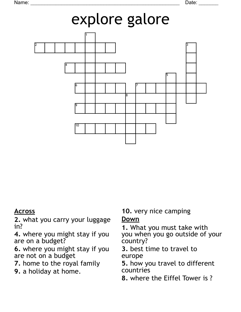 explore galore Crossword
