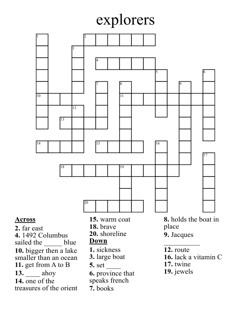 explorers  Crossword