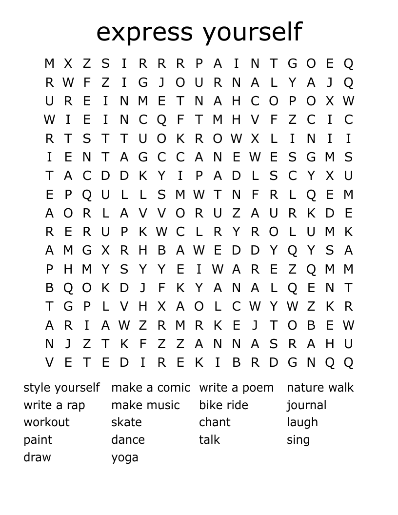express yourself Word Search