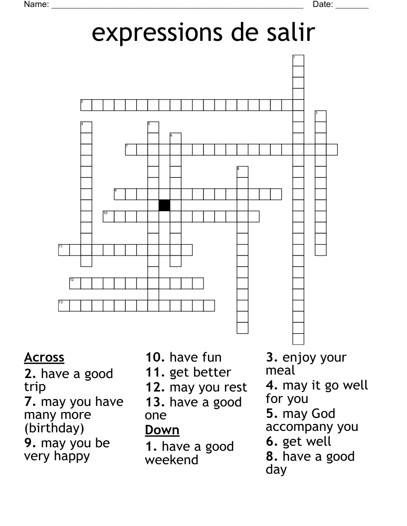 expressions de salir Crossword