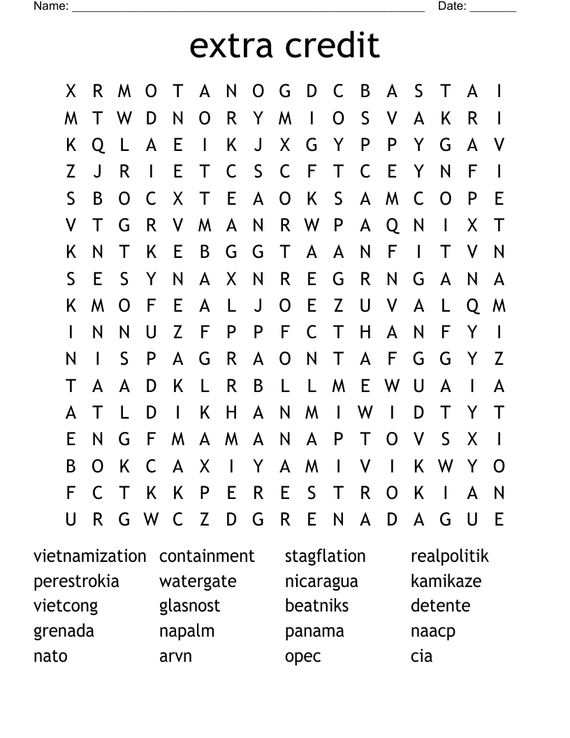 extra credit Word Search
