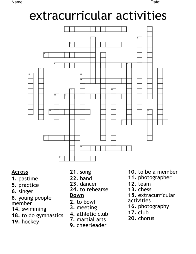 extracurricular activities Crossword
