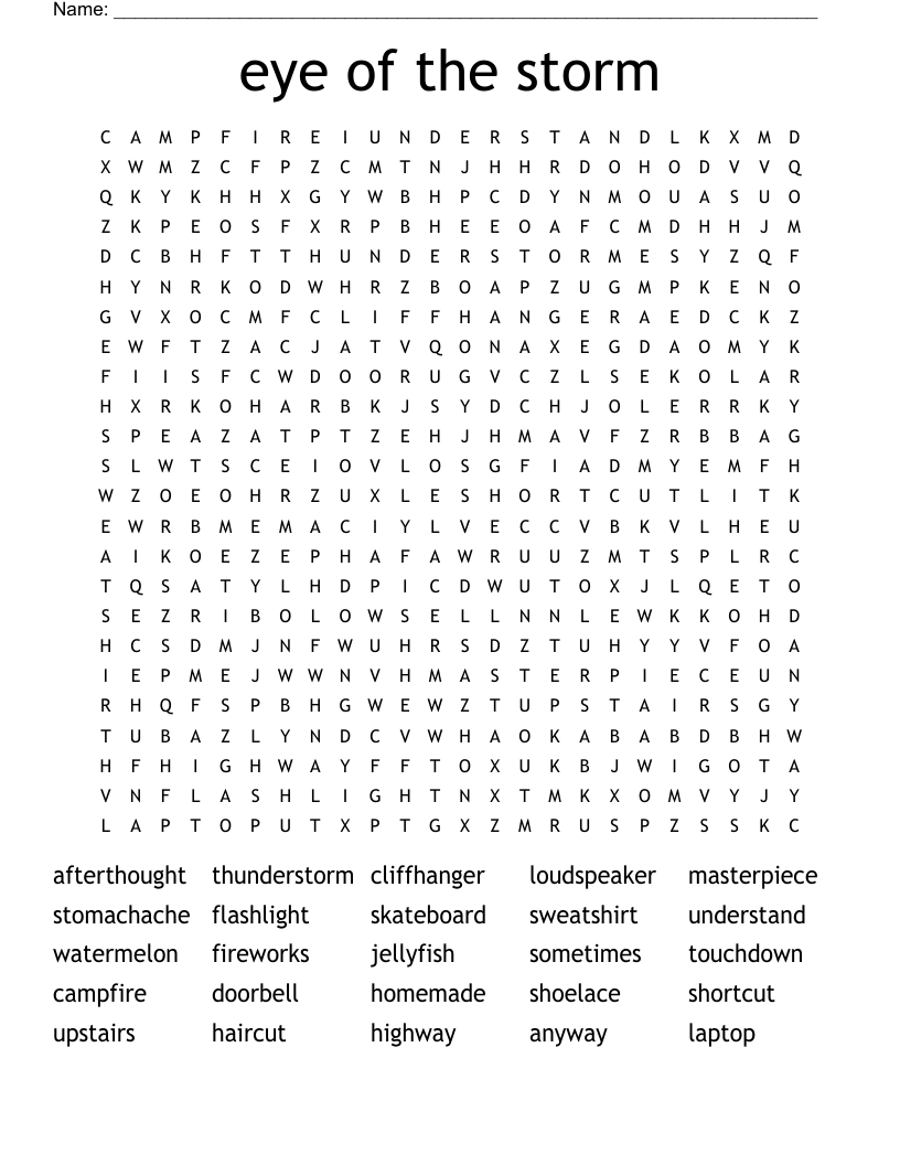 eye of the storm Word Search