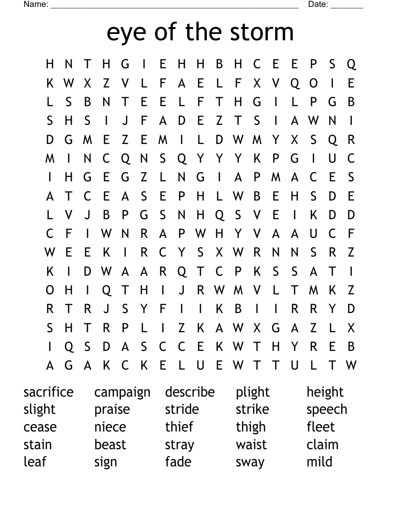 eye of the storm Word Search