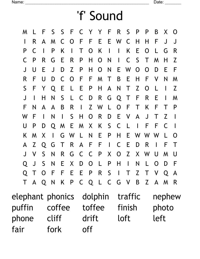 'f' Sound Word Search