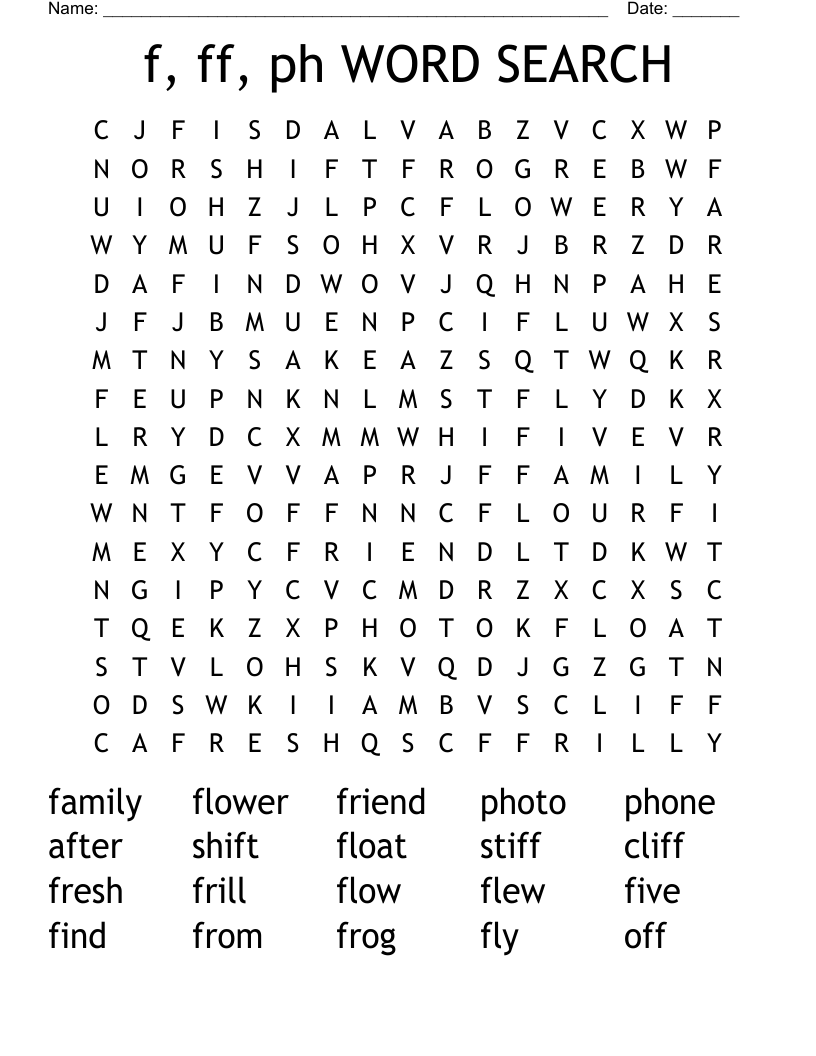 f, ff, ph WORD SEARCH