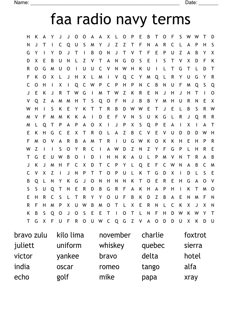 faa radio navy terms Word Search