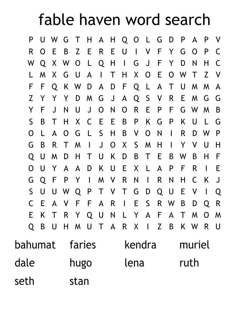 fable haven word search 