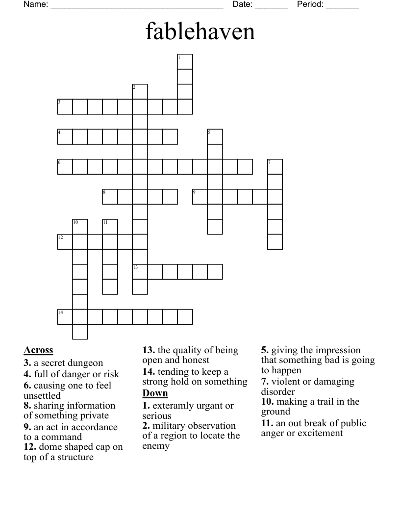 fablehaven  Crossword