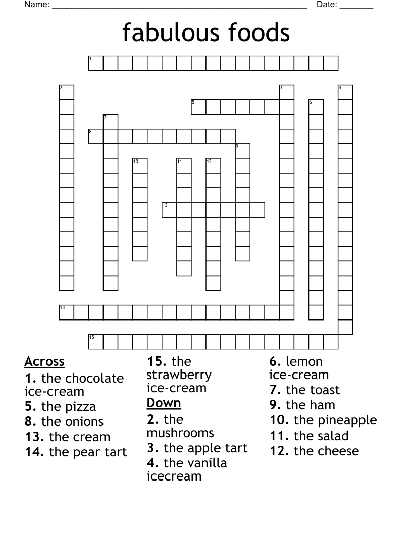 fabulous foods Crossword