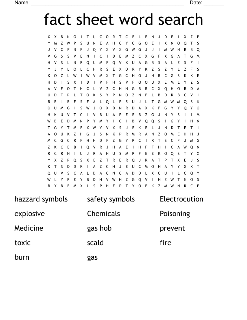 fact sheet word search 
