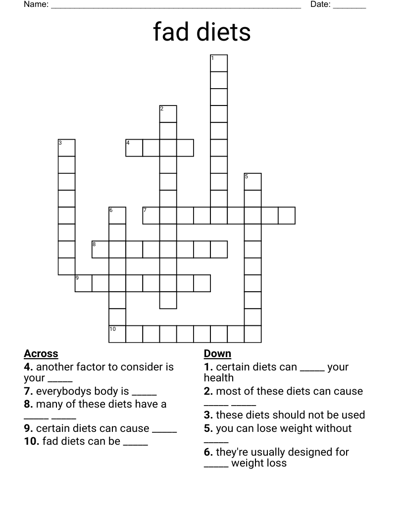 fad diets Crossword