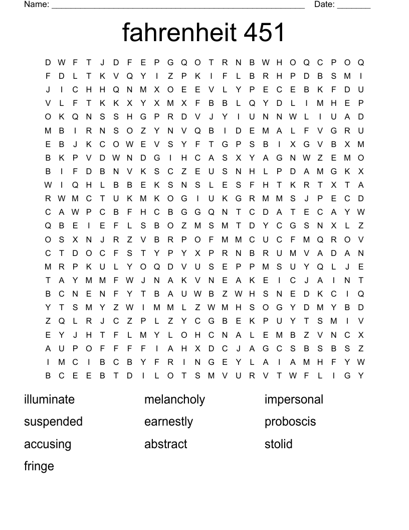 fahrenheit 451  Word Search