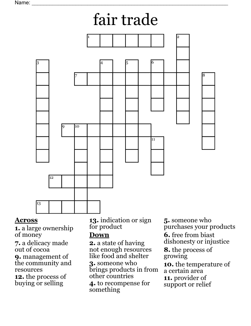 fair trade Crossword