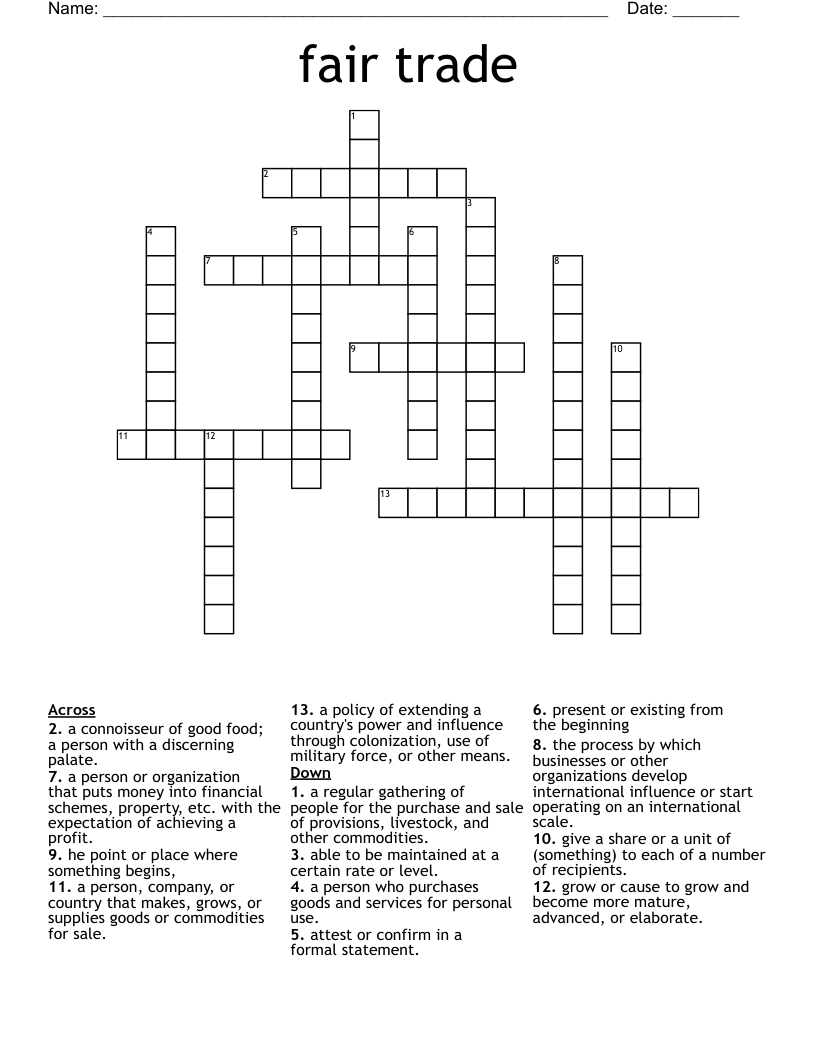 fair trade  Crossword
