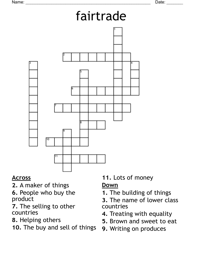 fairtrade Crossword