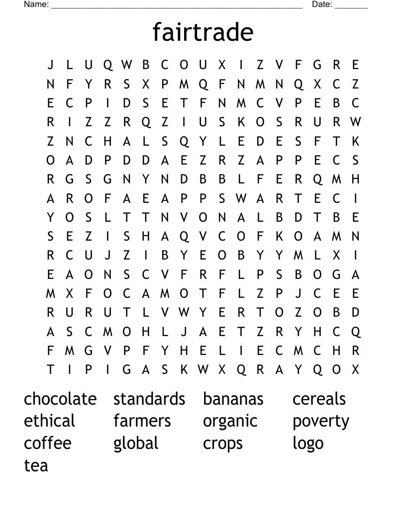 fairtrade Word Search