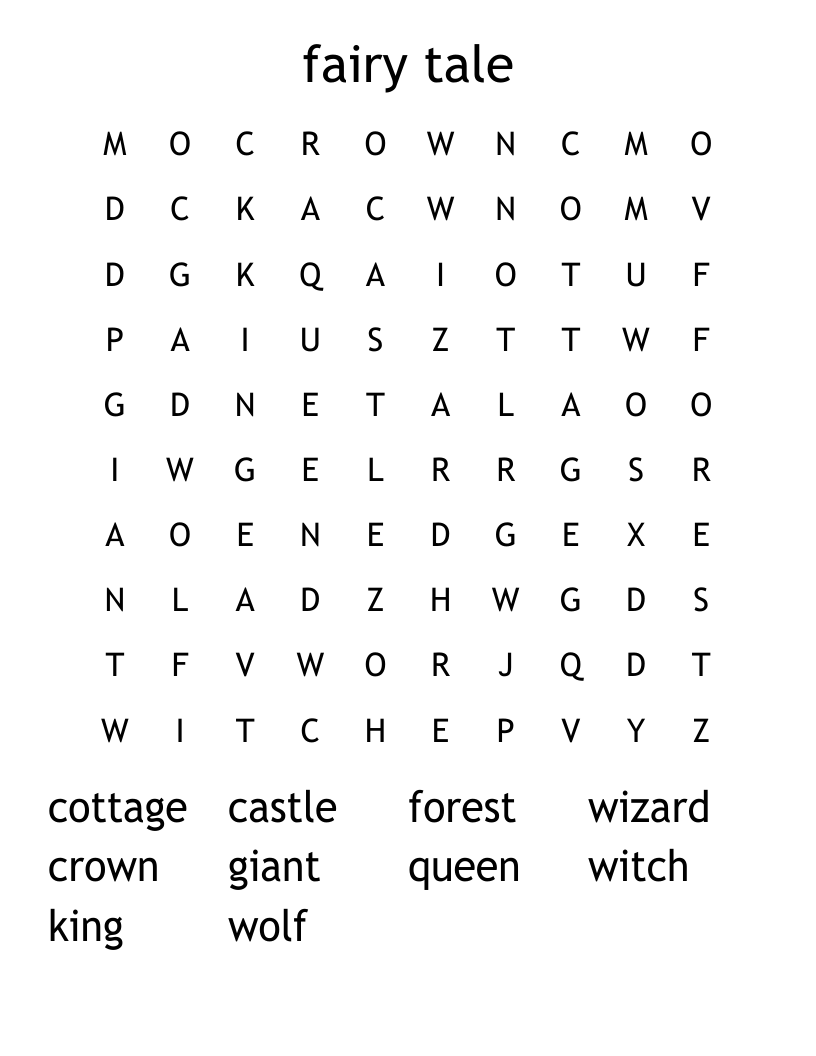 fairy tale Word Search