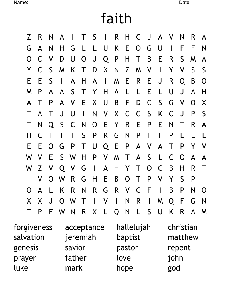 faith Word Search