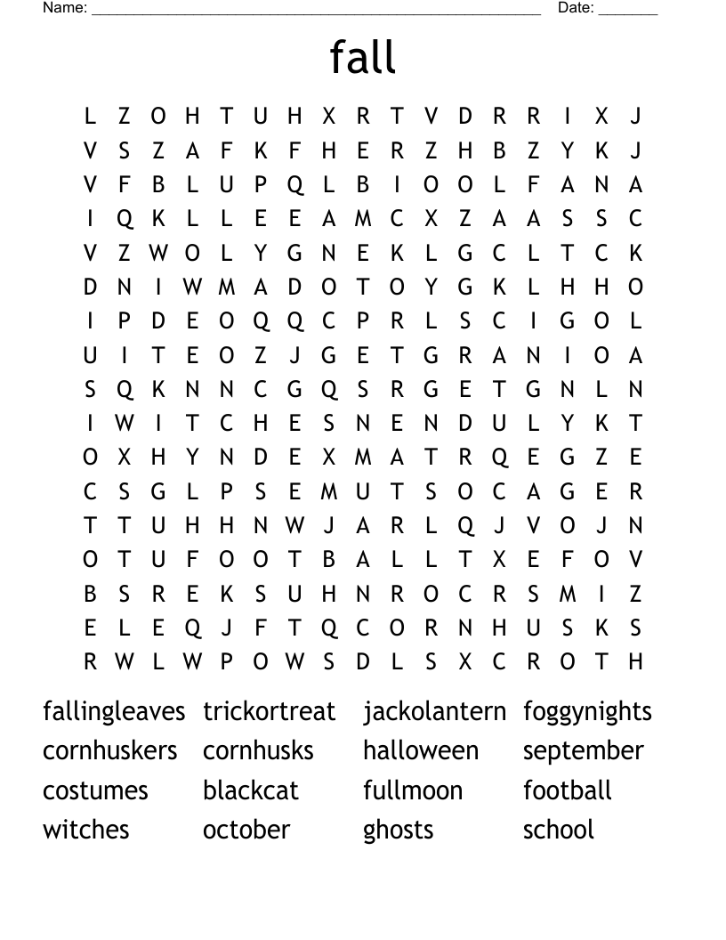 fall Word Search