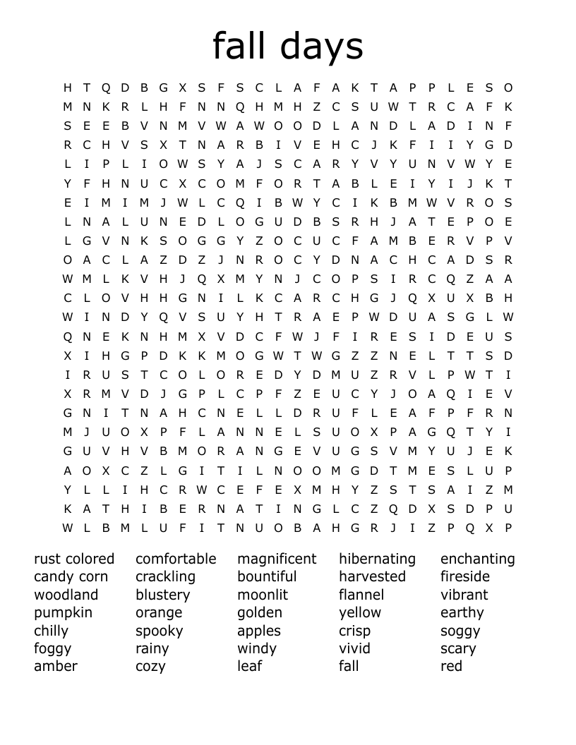 fall days  Word Search