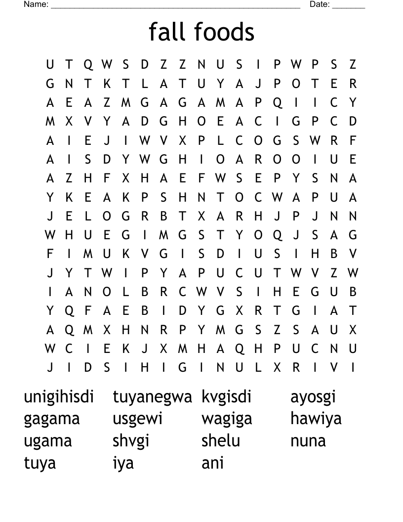 fall foods Word Search