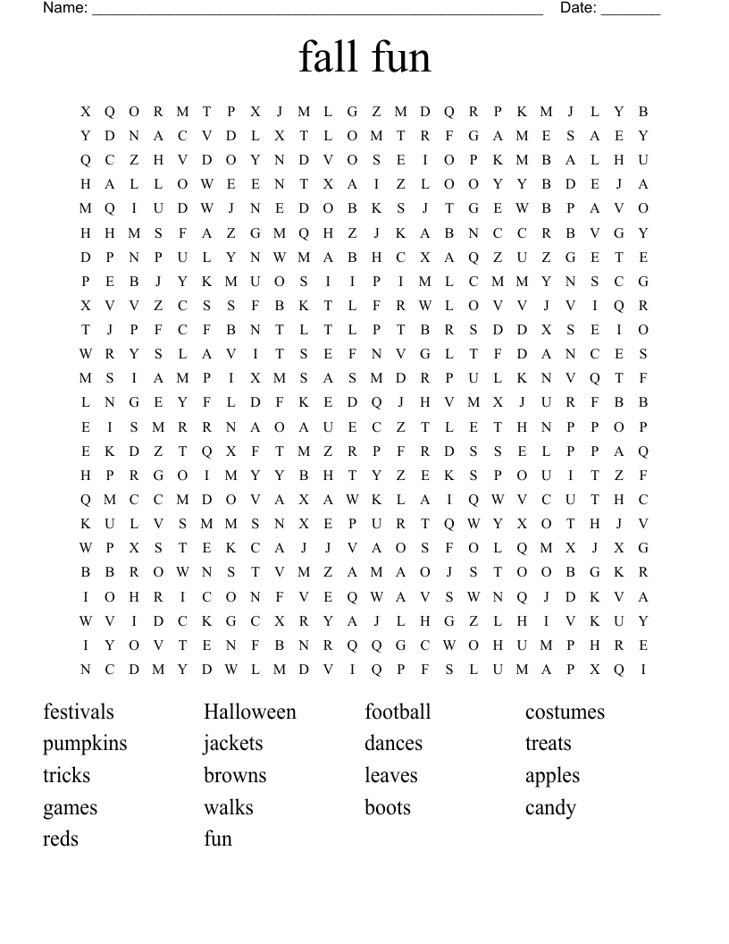 fall fun Word Search