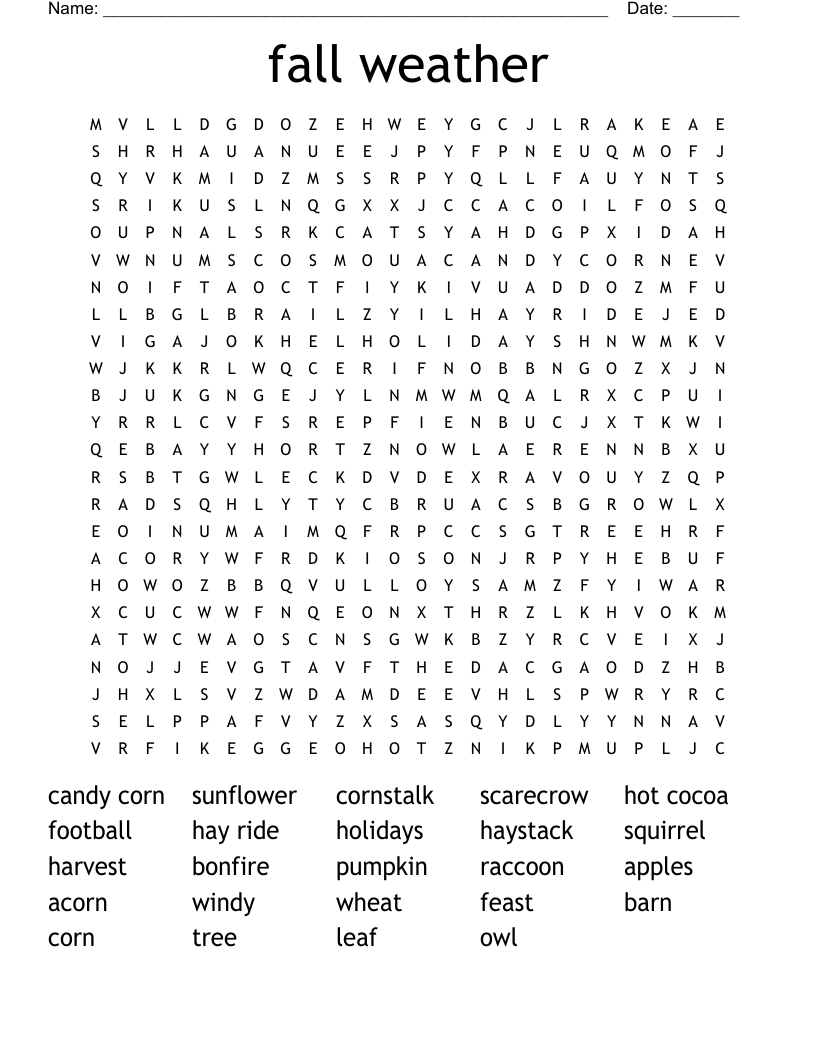 fall weather Word Search
