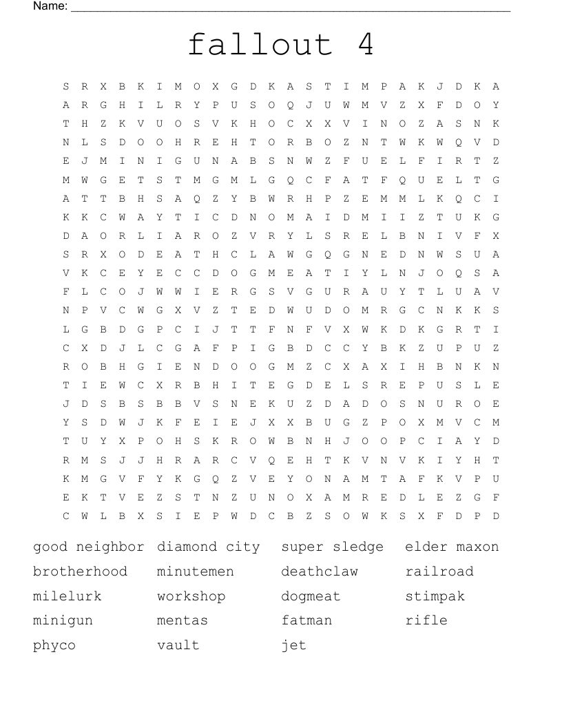 fallout 4 Word Search
