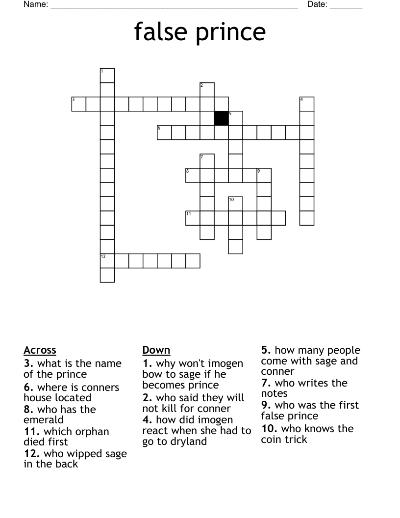 false prince Crossword