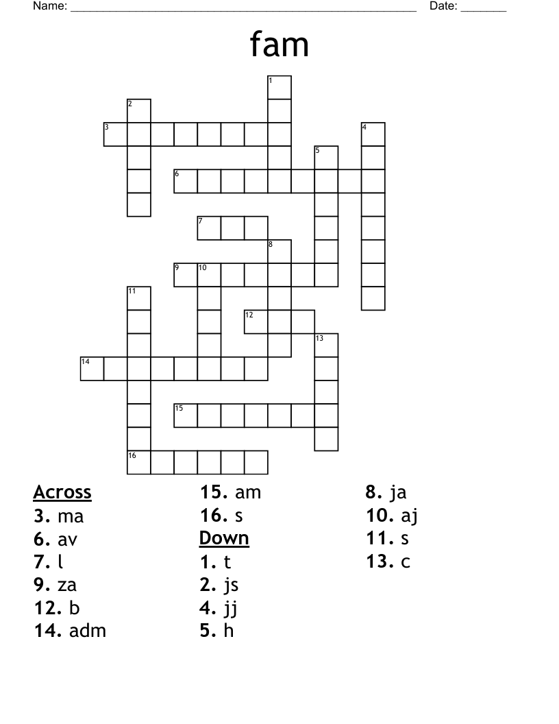 fam Crossword