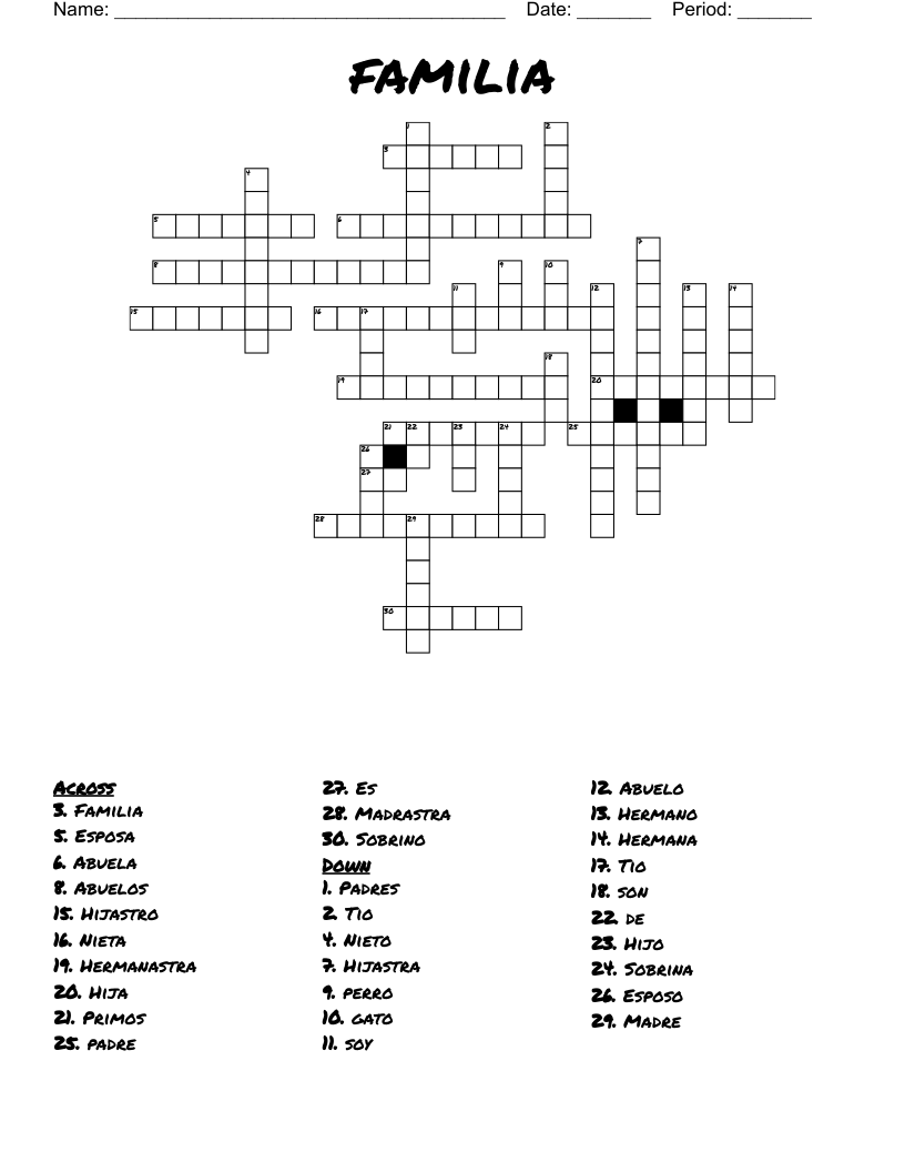 familia  Crossword