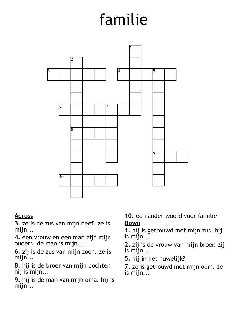 familie Crossword