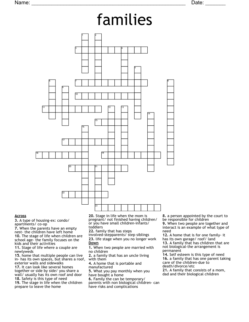 families Crossword