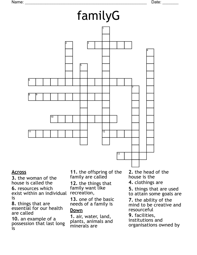 familyG Crossword