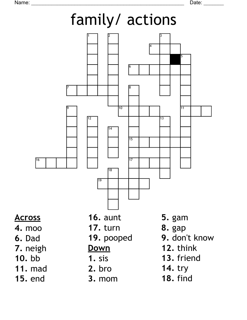 family/ actions Crossword