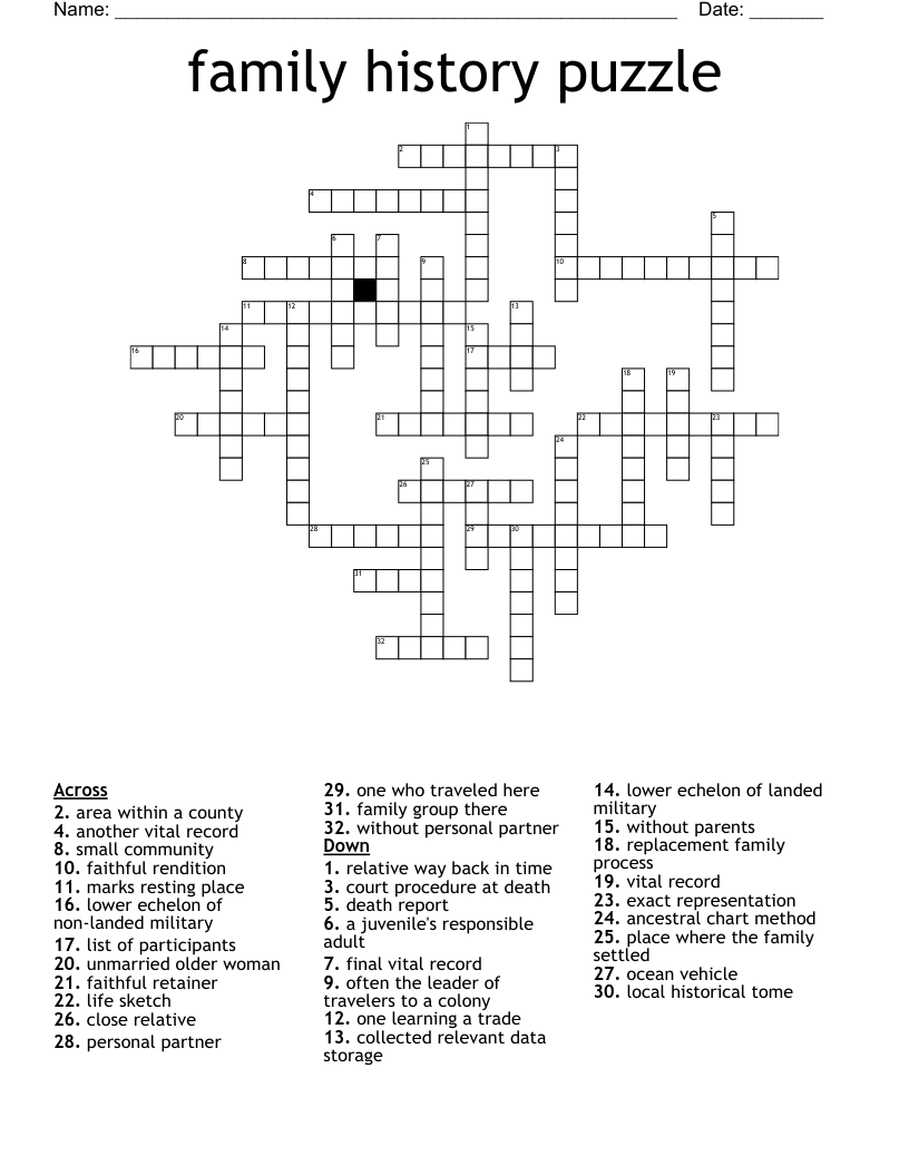 family history puzzle Crossword