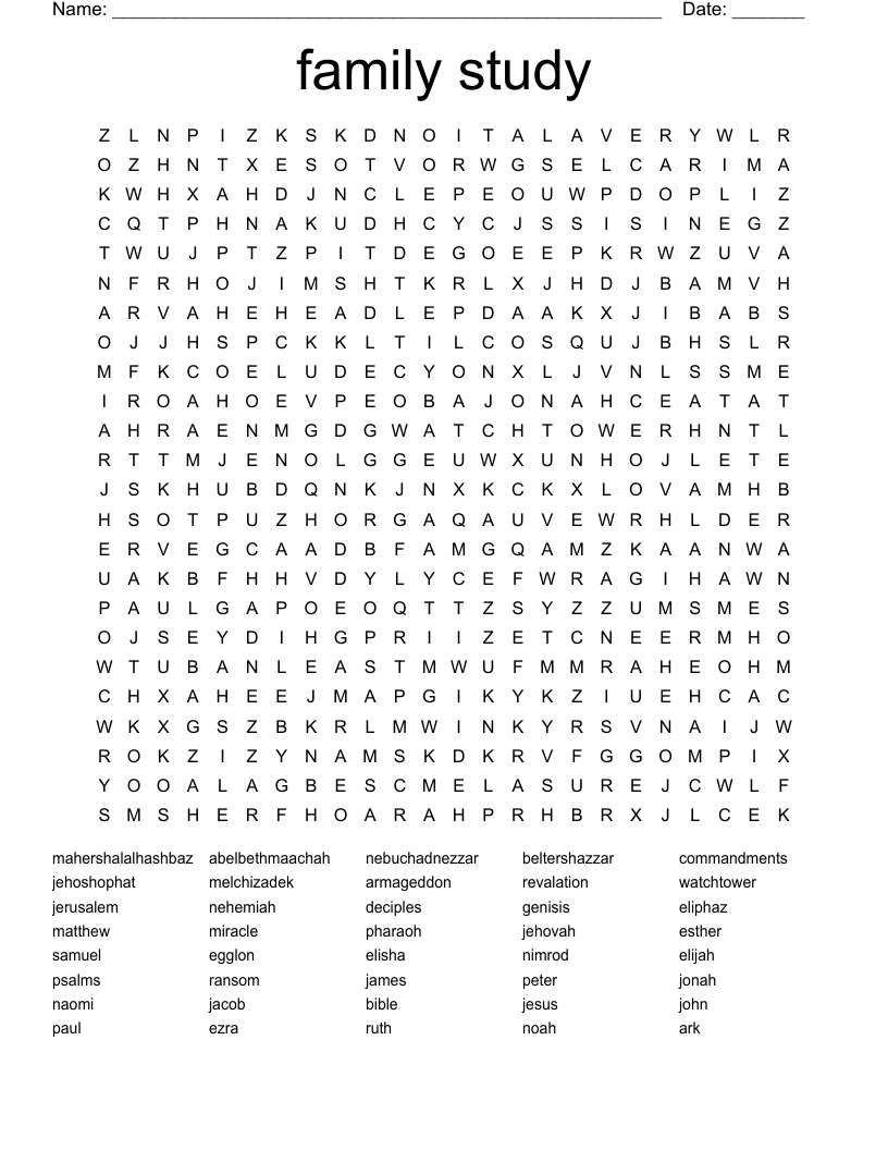 family study Word Search