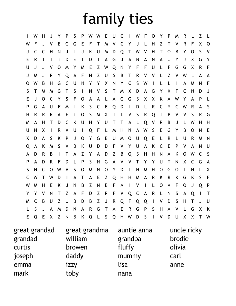 family ties Word Search