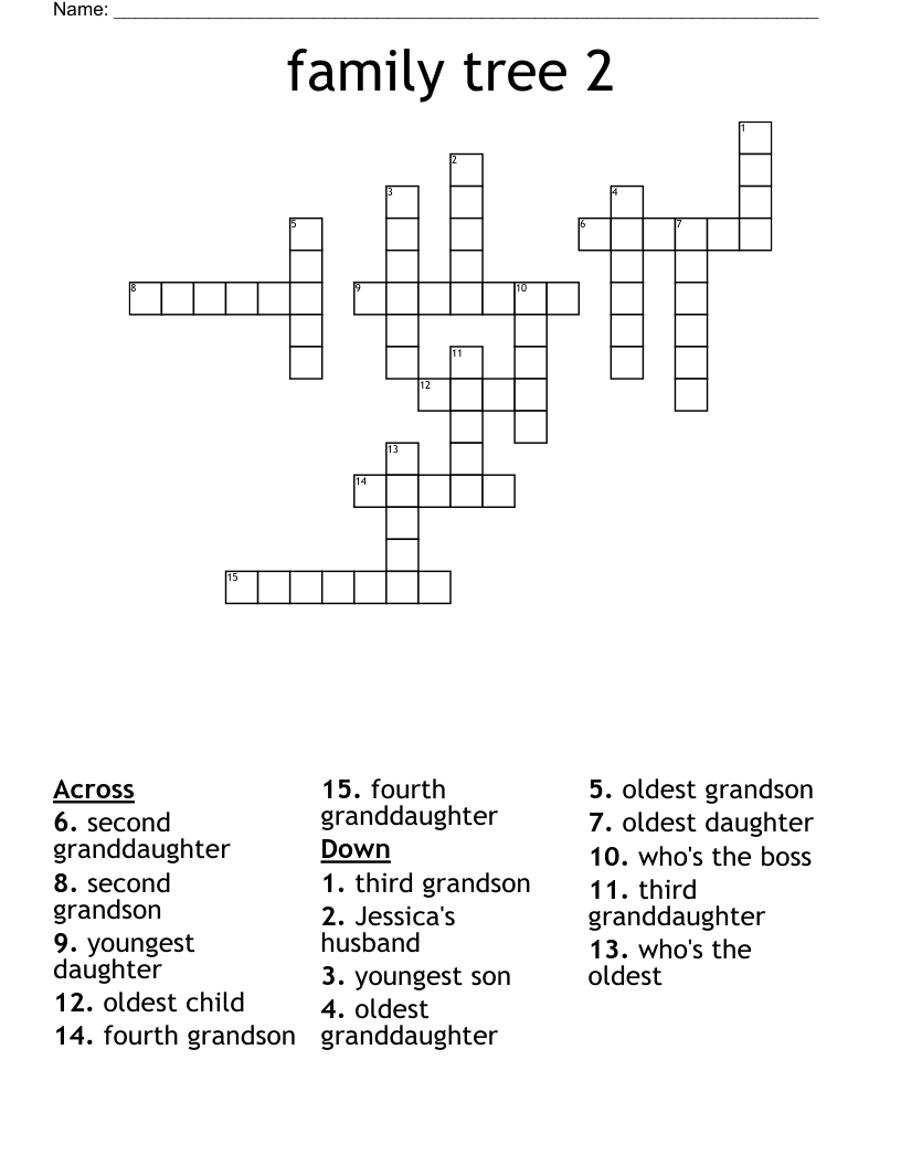 family tree 2 Crossword