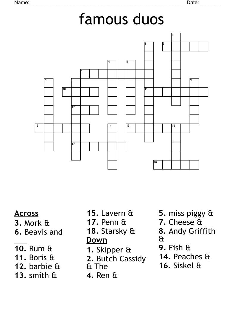 famous duos Crossword