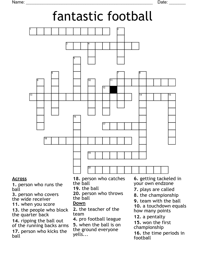 fantastic  football Crossword