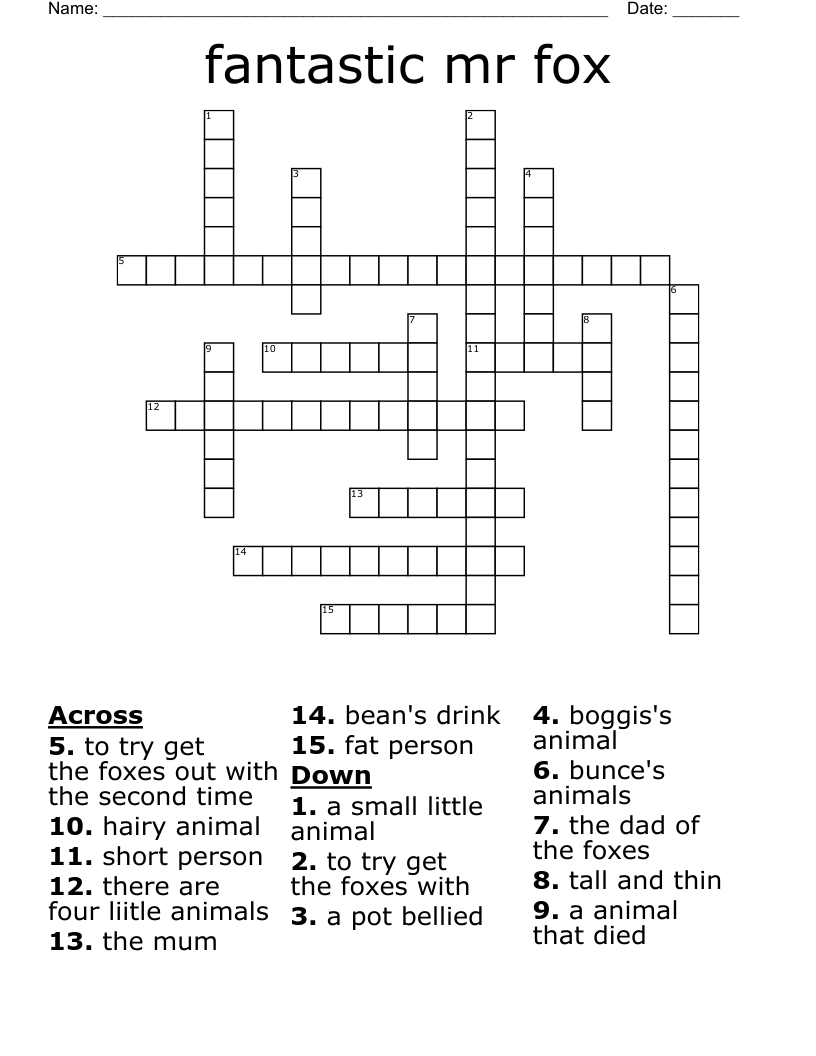 fantastic mr fox Crossword