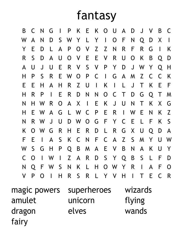 fantasy  Word Search
