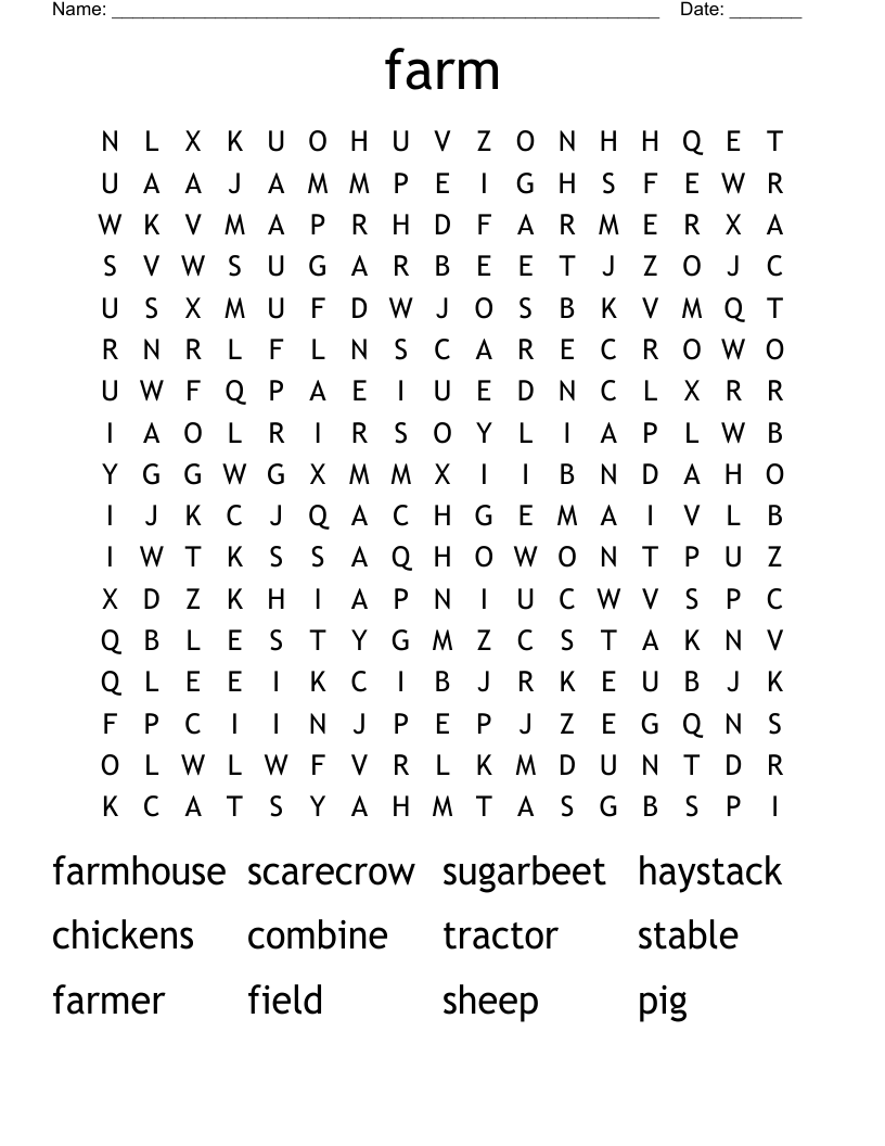 farm Word Search